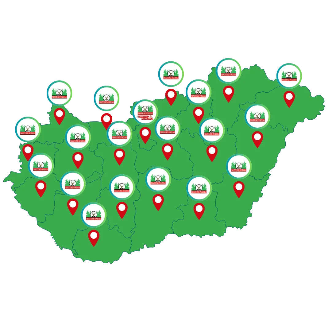 Magyarország térkép a Matusz-Vad kiszállítási pontjaival